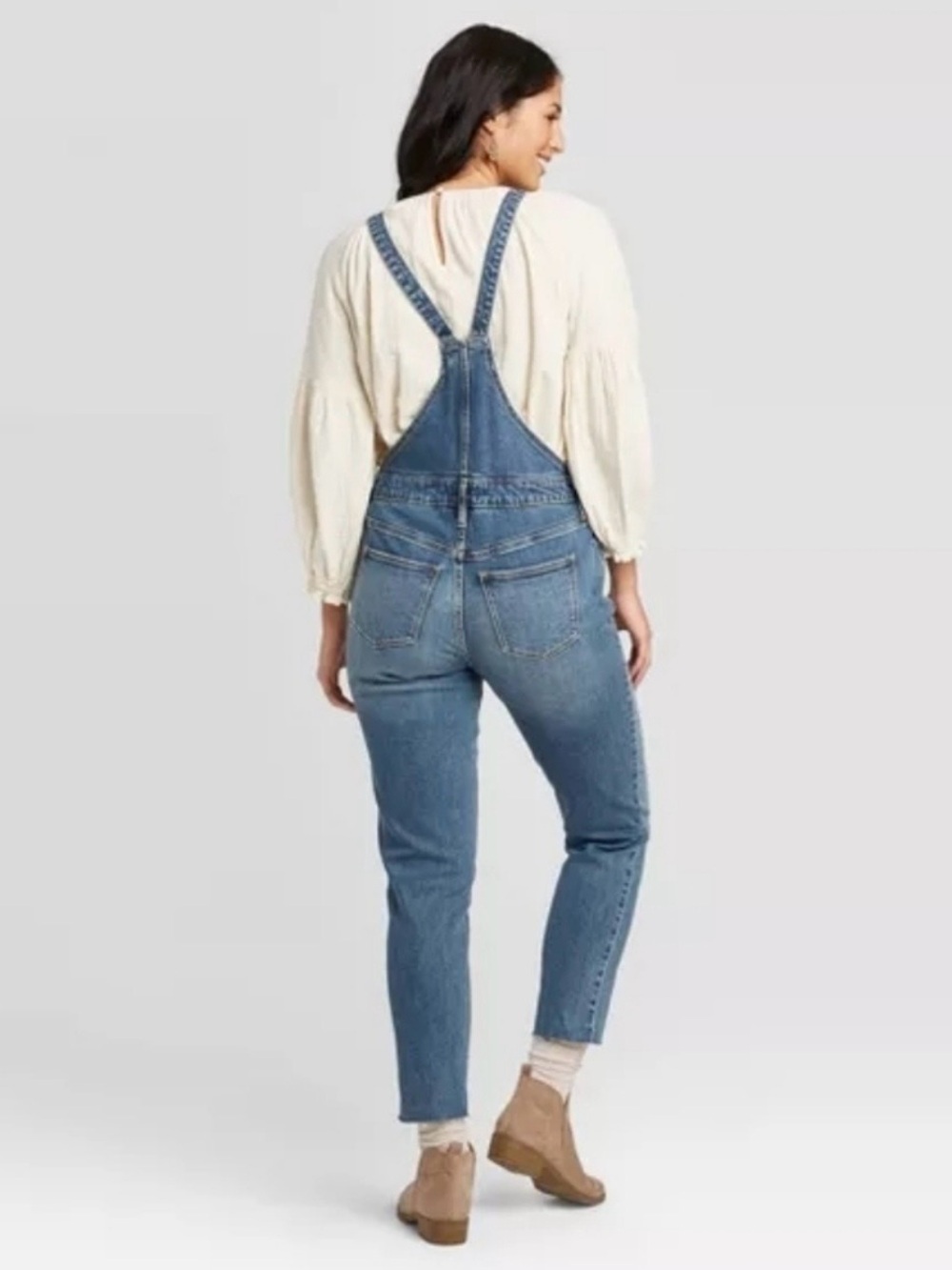 *UNIVERSAL THREAD* HIGH RISE RAW HEM TAPER CROPPED OVERALLS* SIZE 10* - Picture 7 of 7